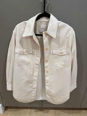 ARITZIA Wilfred Ganna Cream Lightweight Leather-Look Jacket/ Shacket ✨